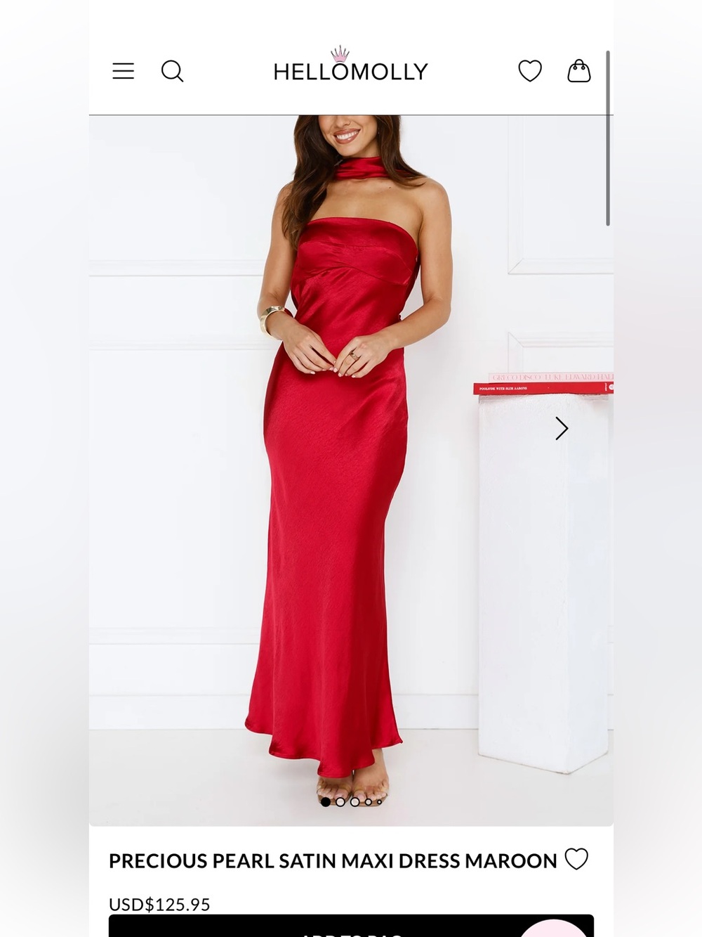 Hello Molly Strapless Red Satin Dress